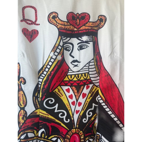 Queen of Hearts Playing Card Novelty Dress Sz S Casino Vegas Maximalist Baroque - Picture 3 of 9